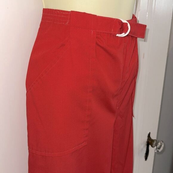 Vintage 70s Take 1 Red Polyester/Cotton Pull on Pants with Front Pockets - Picture 4 of 12